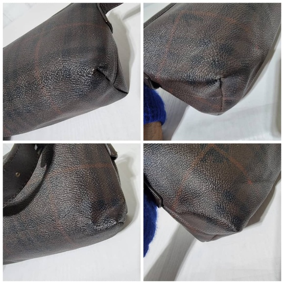 Authentic BURBERRY POCHETTE COATED CANVAS NOVA CHECK SHOULDER BAG DEEP B… - Picture 7 of 14